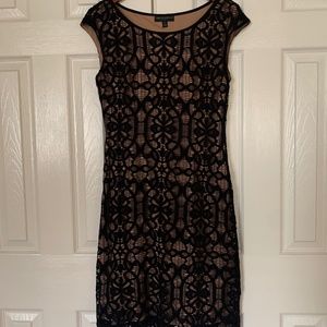 Connected Apparel Lace Overlay Dress
